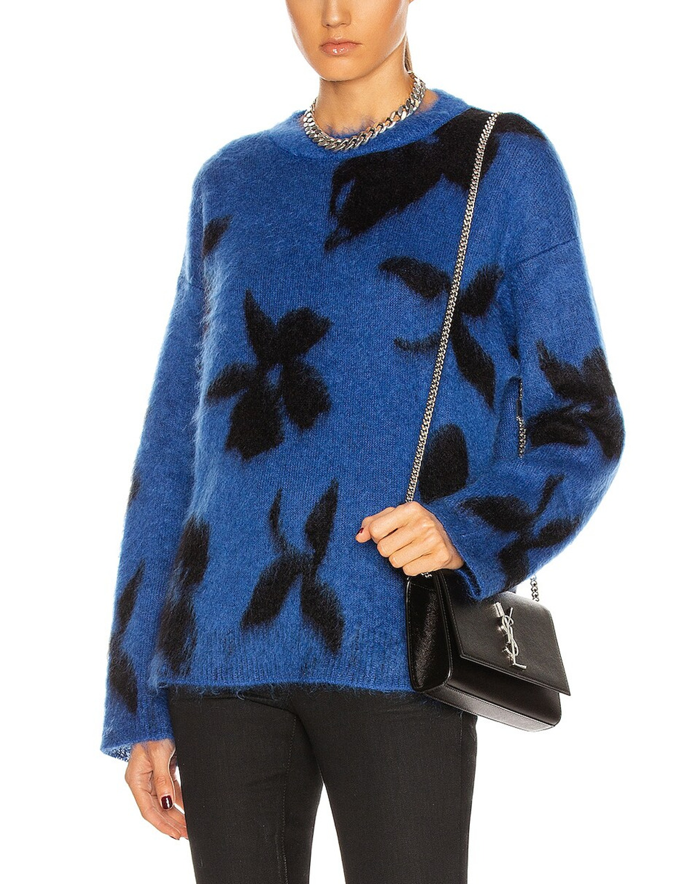 Saint Laurent Floral Blue Noir Ninetys Sweater Size S